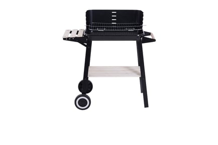 Adjustable Charcoal Barbecue Grill w/ Storage Shelf & Wheels
