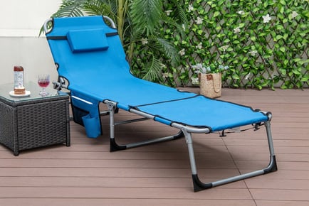 Outdoor 5-Position Folding Chaise Lounge Chair with Adjustable Footrest - 3 Styles