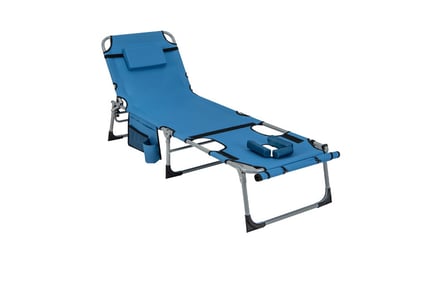 Outdoor 5-Position Folding Chaise Lounge Chair with Adjustable Footrest - 3 Styles