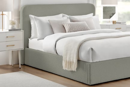 Boucle Bed Frame w/ Headboard & Optional Ottoman in Dove