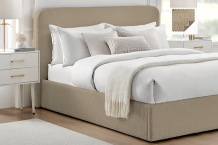 Latte Boucle Bed Frame - 5 Sizes, Optional Ottoman