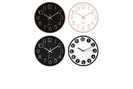 12inch Battery-Operated Quartz Wall Clock - 4 Colours