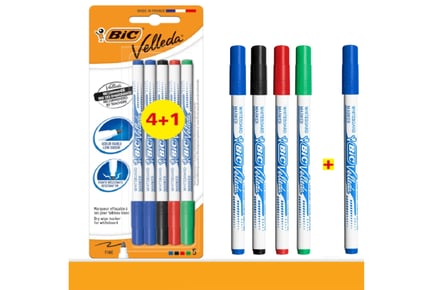 BIC Velleda Whiteboard Pens 5 Pack