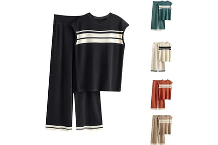 Women's 2-Piece Casual Tank Top and Long Pant Set - 5 Colours