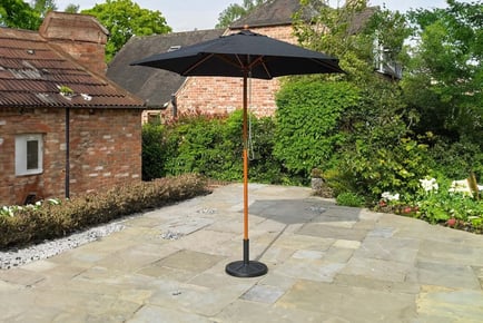 2.4m Black Wooden Garden Parasol!