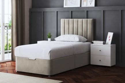 Beige Amelia Panel Divan Bed- 6 Sizes & 3 Options