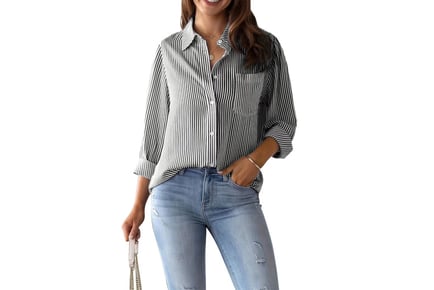 Women's Striped Long Sleeved Shirt in 5 Sizes & 5 Colours