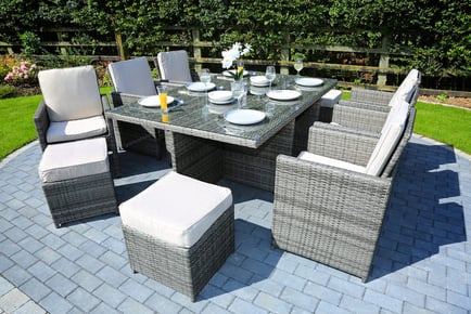 10-Seater Rattan Outdoor Dining Set - 2 Colours