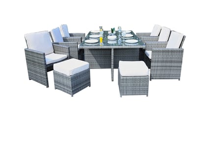 10-Seater Rattan Outdoor Dining Set - 2 Colours