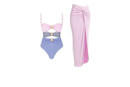 Lily & Rose Inspired Colour Block One Piece Swimsuit And Sarong