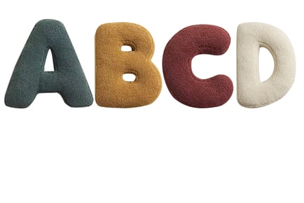 Teddy Bear Boucle Plush Alphabet Pillows - 26 Options