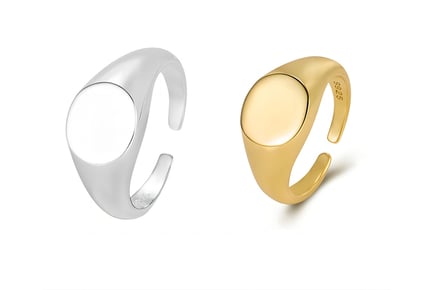 Adjustable Signet Ring- Available in Silver and Gold