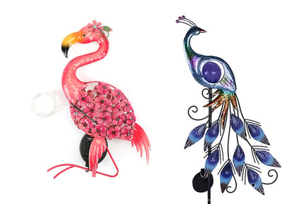 Solar Garden Stake Lights - Peacock or Flamingo - 1 or 2