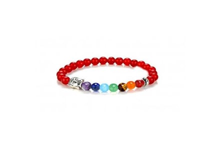 Chakra Bracelet with Beads - Red Agatate