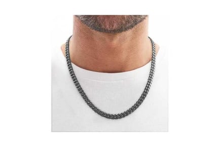 Mens Cuban Chain Necklace 9mm - Black