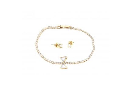 Crystal Tennis Bracelet & Earring Gold