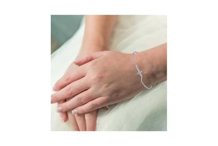 Pave Cross Charm Bracelet - Silver