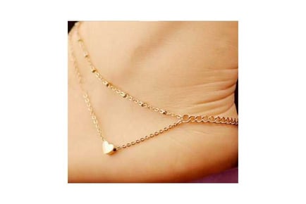 Rose Gold Chain Anklet with Heart Charm