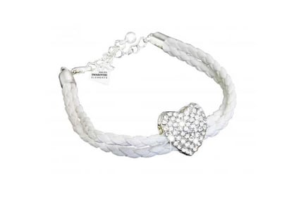 white heart leatherette bracelet