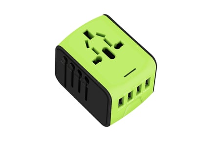 International Travel Adapter with Four USB Ports - Three Colours!