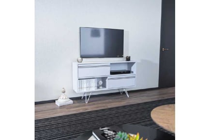 Cerby White TV Unit for with Metal Legs