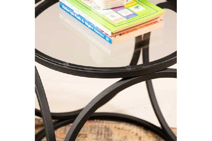 Mim Glass and Metal Black Side End Table