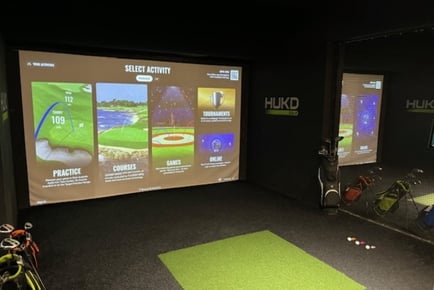 Golf Simulator w/ Drinks @ Hukd Golf for 2 or 4