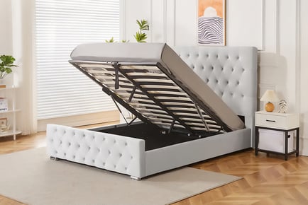 Silver New Rio Ottoman Gas Lift Bed With Mattress Options!