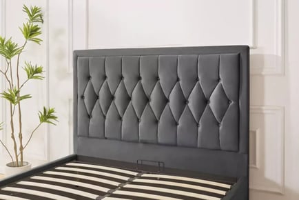 Gas Lift Bed with Headboard & Optional Mattress - 2 Sizes