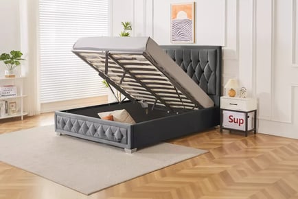 Gas Lift Bed with Headboard & Optional Mattress - 2 Sizes