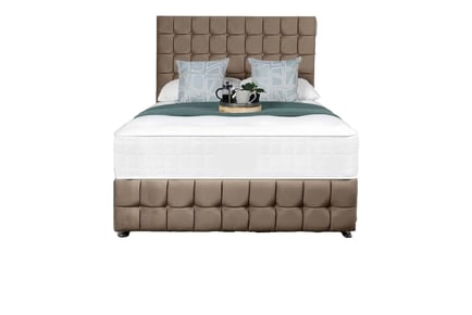 Upholstered Plush Velvet Divan Bed Set & Mattress in 16 Options