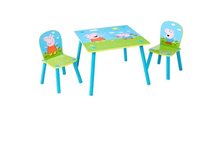 Peppa Pig Table with 2 Chairs Wooden Set