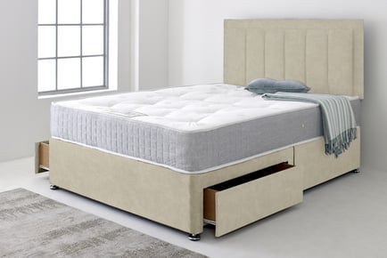Premium Divan Bed w/ Headboard & Mattress - Size & Drawer Options