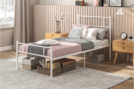 Single Metal Bed Frame with Headboard and Footboard