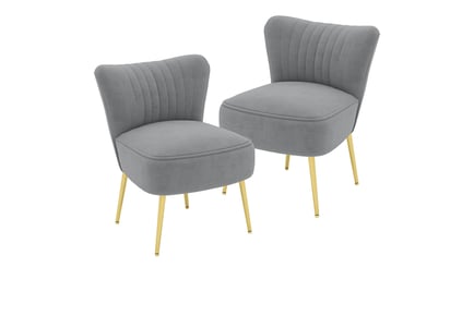 2Pc Velvet Upholstered Armless Accent Chairs in 2 Colours