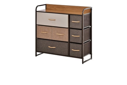 7-drawer Steel Frame Wood Top Dresser