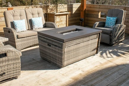 Jane - 4 Seater Rattan Set w Gas Fire Table, Side Table & Cover!
