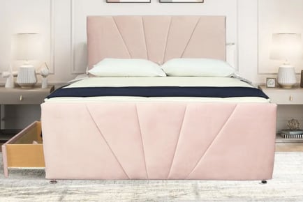 Luxury Pink Chenille Divan Bed and Mattress - Storage Options