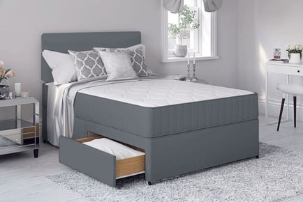 Charcoal Divan Bed with Memory Sprung Mattress - 6 Sizes