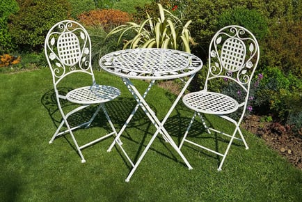 Cream or Grey Garden Bistro Table & Chairs Set!