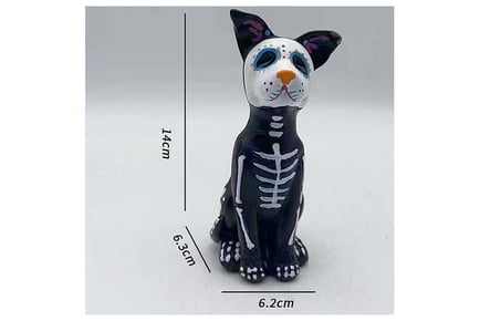 Floral Skull Cats Figurine Resin Decor