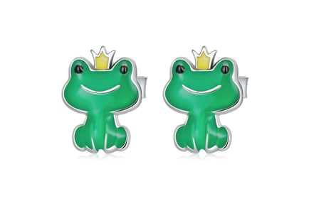 Women's Little Frog Silver Stud Earrings