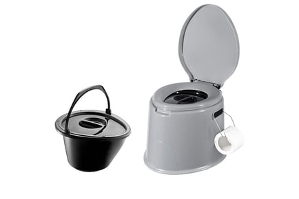 5L Portable Toilet with Washable Basket & Roll Holder