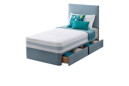 Kid's Plush Velvet Divan Bed - Memory Foam Sprung Mattress & Storage