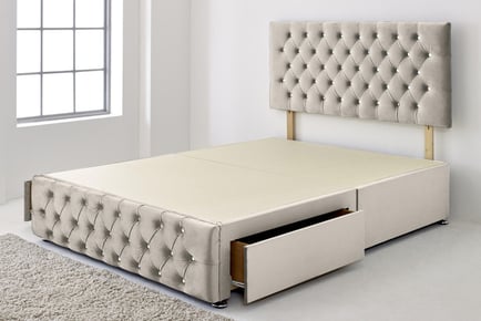 Diamante Divan Bed w/ Headboard - 6 Sizes & Optional Drawers