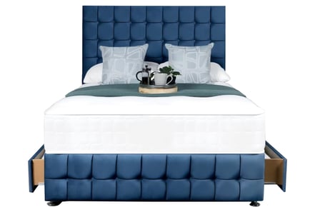 Velvet Divan Bed & Mattress Set w Optional Drawers - 6 Sizes