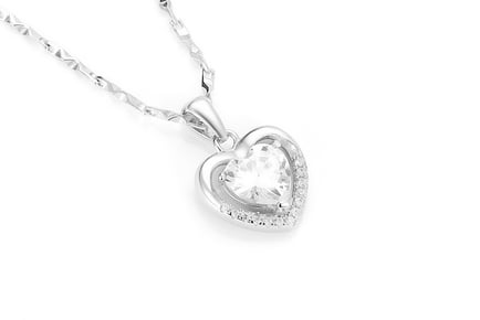 925 Silver Elegant Diamond Heart Pendant Necklace - 3 Colours