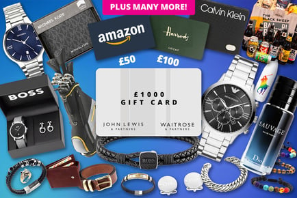 Men's Gift Mystery Deal - Harrods Gift Card, Armani Watch, Beer Hamper, Dior Perfume, Cufflinks, CK Wallet and more!