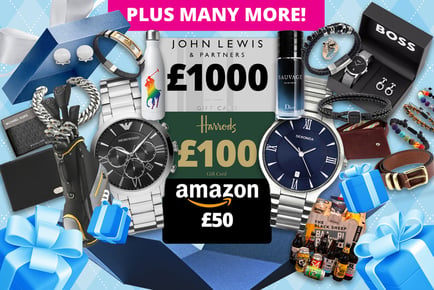 Men's Gift Mystery Deal - Harrods Gift Card, Armani Watch, Beer Hamper, Dior Perfume, Cufflinks, CK Wallet and more!