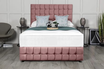 Pink Plush Velvet Divan Bed Set & Mattress - Optional Drawers